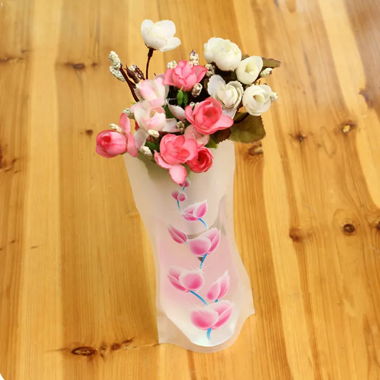 1 шт./3 шт. Портативный экологичный Цветок Милая Складная ваза Свадебные украшения для офиса дома случайный ПВХ пластиковая ваза для цветов