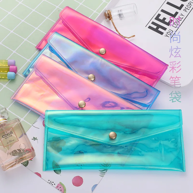 

Golden bean Bright color laser PVC reflective transparent simple small fresh pencil bag large capacity storage bag for students