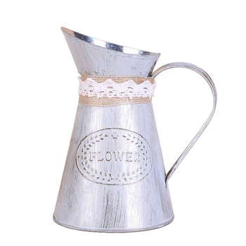 

Vintage Metal Iron Flower Watering Barrel Flower Pot Plant Bucket Home Ornaments Desktop Decoration