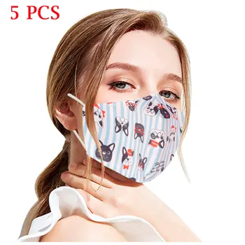 

5PCS Adult Cartoon Print mascarillas lavable mondkapjes wasbaar Face Mask Adjustable Washable Safet Protect Washable Cotton Mask