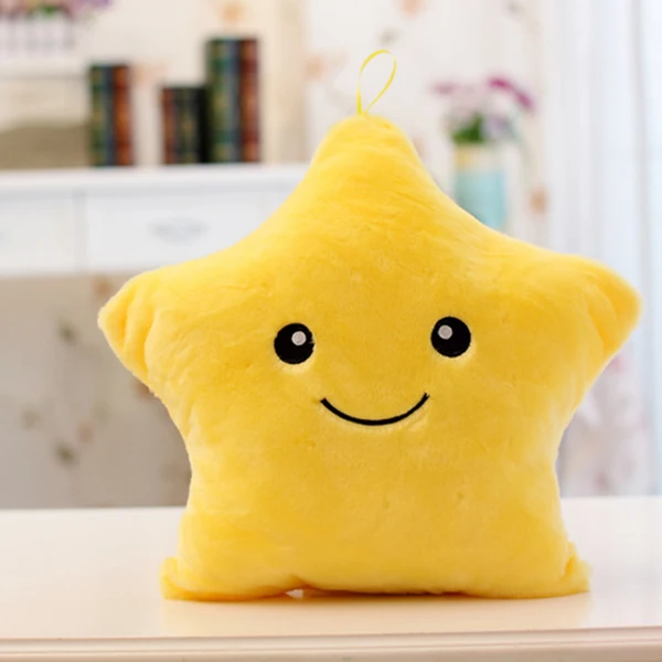Yellow Star Светящаяся Подушка Звездная Подушка красочная светящаяся плюшевая кукла-подушка светодиодный светильник игрушки подарок для девочки детский Рождественский плюшевый светильник игрушки Горячие - Цвет: Yellow Star