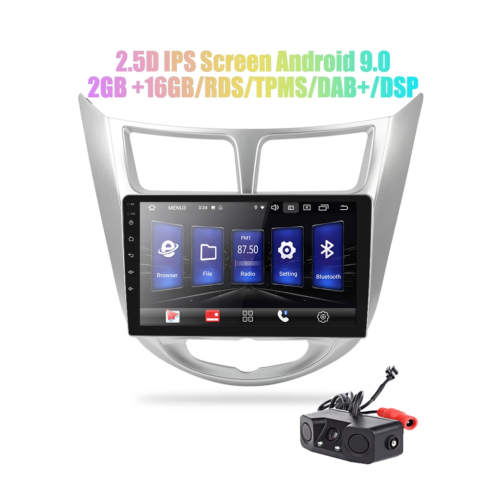 Автомагнитола 2 din 9 дюймов Android 0 DSP 2.5D IPS экран GPS навигация Wi Fi для Hyundai solari Verna MP5
