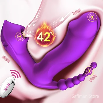 Clitoris Stimulator 3 IN 1 Sucking Vibrator 7 Mode Vibrating Sucker Anal Vagina Wearable Oral Suction Erotic Sex Toys for Women 1