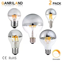 

E14 E27 Led Filament Dimmable Sliver Light Bulb G45 Silver Mirror Top Retro Globe Lamp 8W Led Edison Bulbs E12 Warm White 2700K