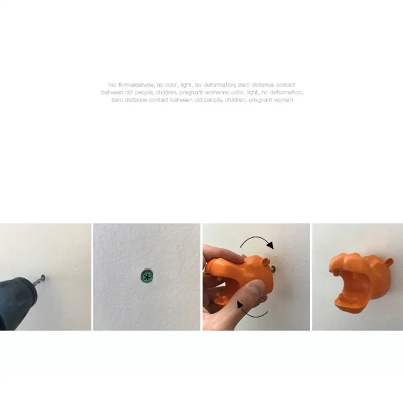 Современный Креативный входной коврик для гостиной, крючок для ключей, детские игрушки животные, настенное украшение носорога, крючок, вешалка R2777