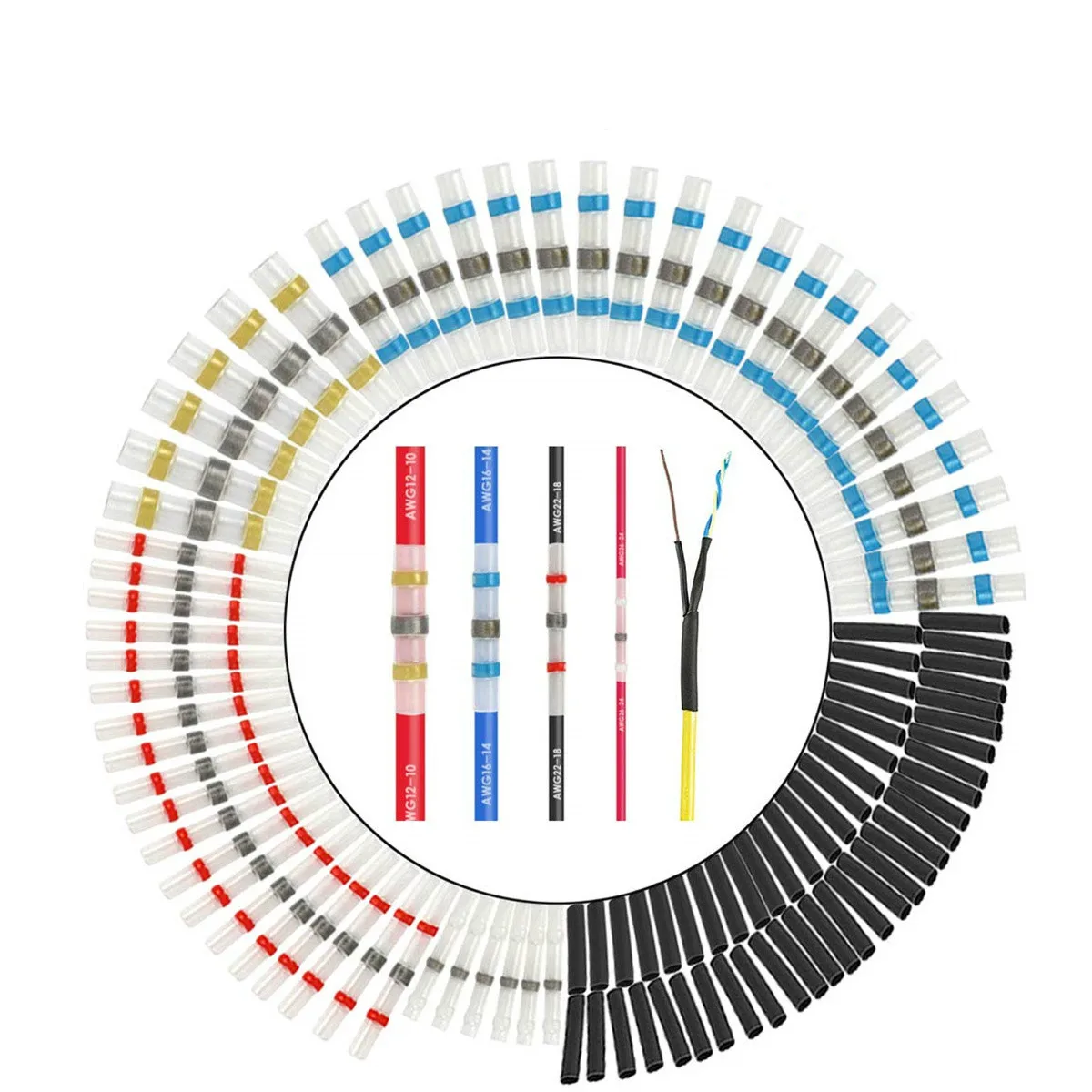 100 шт Смешанные Термоусадочные Провода соединители припоя рукава водонепроницаемые стыковые клеммы обжимной разъем Soldar кабель Электрический