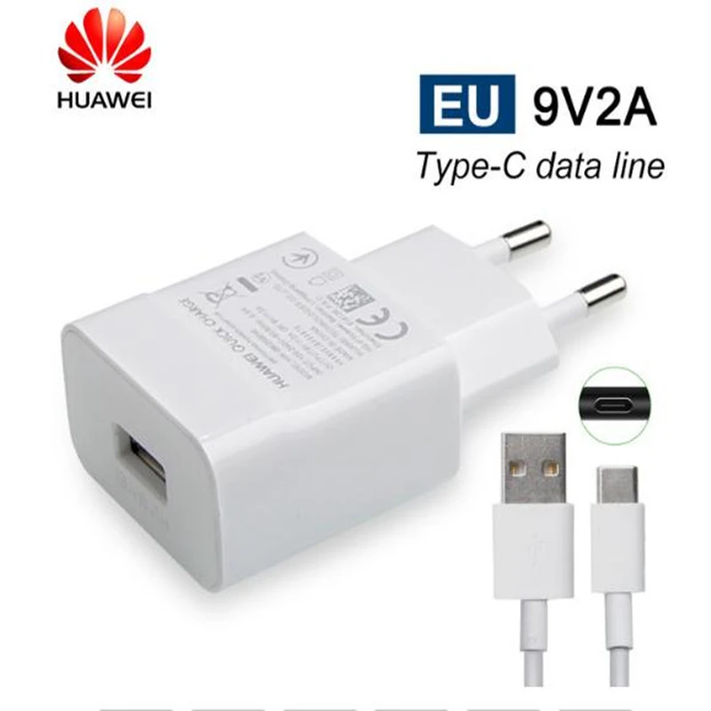 Huawei cargador de carga rápida P20 Lite Original, adaptador de corriente europeo de 9V/2A, cable usb tipo para p20 y9 prime Nova 3 3i 4|Cargadores de teléfono móvil| - AliExpress