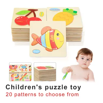 

Baby Toys Wooden Puzzle Cute Cartoon Animal Intelligence Kids Educational Brain Teaser Children Tangram Shapes Jigsaw Gifts