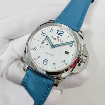 

Classic New Men Women Automatic Mechanical Sapphire Due 3 Days Stainless Steel 42 mm Ivory Watch Blue Canvas Leather AAA+