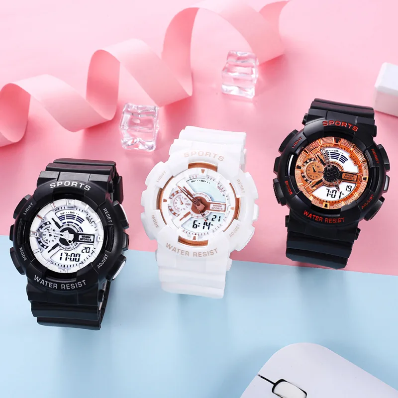 

2020 new fashion watch men's watch couple candy color watch multi-function dual movement sports and leisure outdoor watch