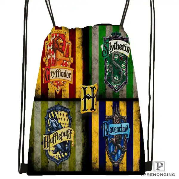 Drawstring Backpack Custom Hufflepuff-Гарри-Поттер-@ 1 походная сумка на шнурке милый рюкзак для детей(черная спинка) 31x40 см#2018612-01-(12 - Цвет: Drawstring Backpack