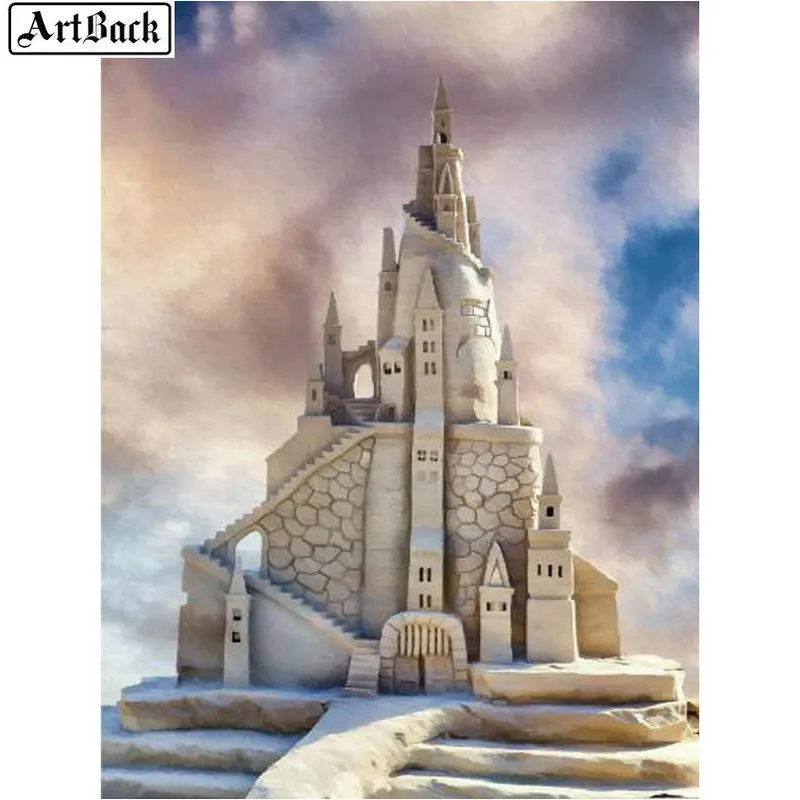 Алмазная живопись замок полный квадратный и круглый архитектурный ландшафт