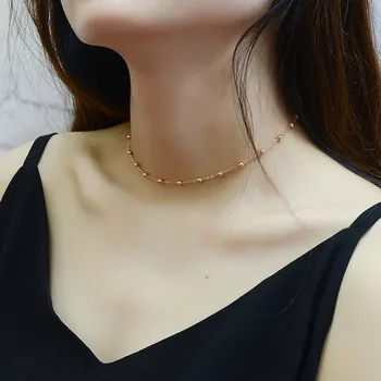 

Versitile Cross Chain Steel Ball Necklace Gold-Plated Three-Layer 18K Real Gold Colorfast Non-Allergic Choker chain necklace