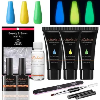 

Makartt Glow Poly Nail Extension Gel Kit, 30ML Nail Extension Gel Builder Gel Glow in Dark Yellow Green Blue Nail Builder Gel