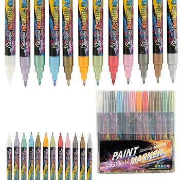 

12/24 Colors Waterproof Permanent Paint Marker Pen Car Tyre Tire Tread CD Metal Paint Marker Oil Marker Painting Stationery