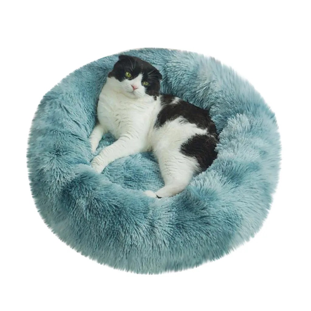 Plush Super Soft Pet Bed Kennel Dog Round Cat Winter Warm Sleeping Bag Puppy Cushion Mat Portable Cat Supplies 40/50/60cm