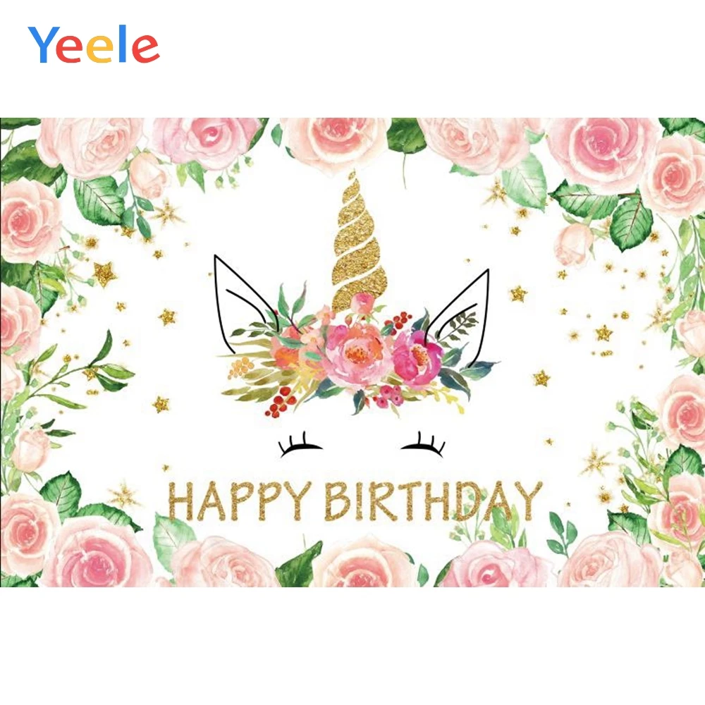 

Unicorn Backdrops For Photography Wreath Flowers Baby Birthday Party Decor Customized Photographic Backgrounds For Photo Studio