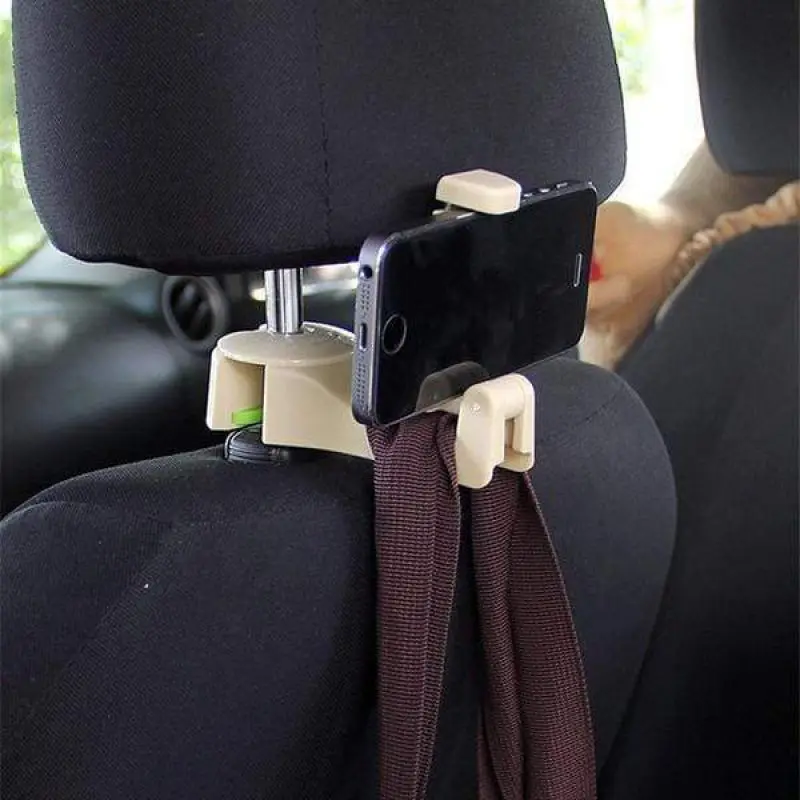 2 in 1 Auto Kopfstütze Versteckte Haken mit Telefon Halter Sitz