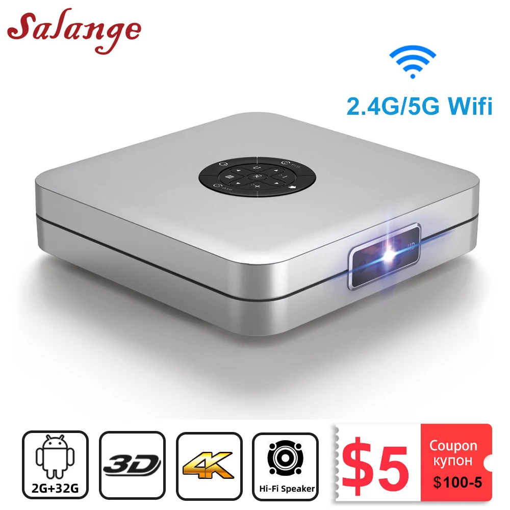 Salange K1 DLP проектор 4K 3D Поддержка Android Мини светодиодный проектор Wifi видео домашний кинотеатр 32 Гб AC3 видео проектор для мобильный телефон - изображение