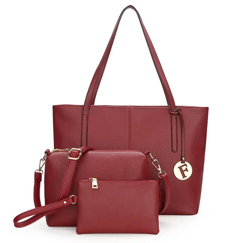 

New Style WOMEN'S Bag Three-piece Set Different Size Bags Europe And America Style One-Shoulder Diagonal Handbag