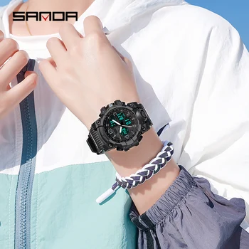 Sanda-reloj Digital de cuarzo para hombre, cronógrafo deportivo militar, Digital, Led, resistente al agua, de lujo 6