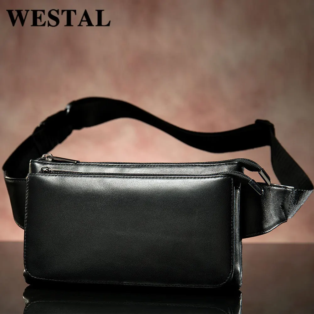 

New sheepskin men's multi-functional large-capacity horizontal square retro slung
