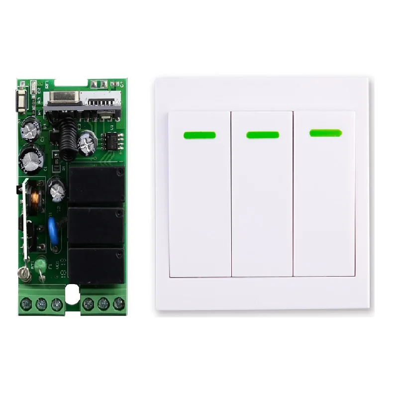 

AC 110V 220V 3CH Универсальный Беспроводной пульт RF реле + настенный выключатель передатчик гаража/светодиодный/светильник/вентилятор/бытовой техники Управление