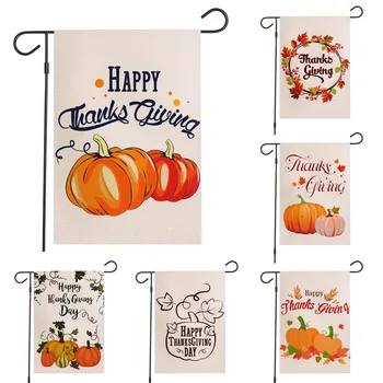 

Festival/Garden-Flag Thanksgiving Day Pumpkin Waterproof Linen Garden Flag Double Side Courtyard Festival Party Flag Decoration
