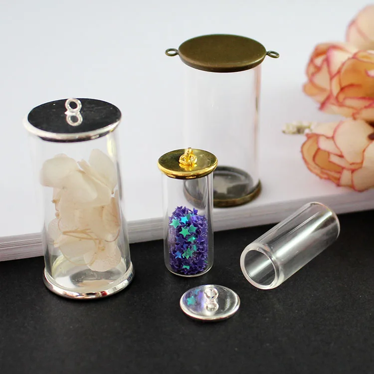 5PCS 30X12/40X20MM Glass Tube Bottle With Both Metal Caps Empty Hollow globe Necklace Pendant Diy Finding | Украшения и