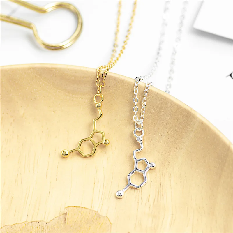 

Original 925 Sterling Silver Jewelry Dopamine Chemical Molecular Structure Necklaces & Pendants For Women Romantic Girl Gift