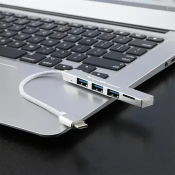 

4 in 1 Type-C Hub To USB 3.0 Magnesium Alloy Hub with TF Reader for Laptop