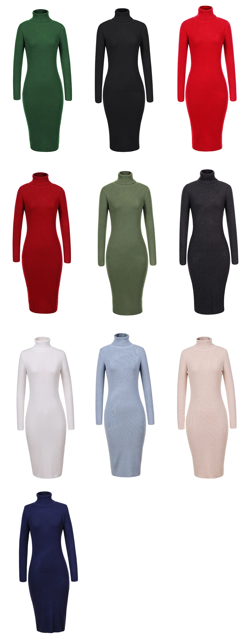 GLO-STORY, зима, женское платье-свитер с воротником-хомутом, одноцветное, облегающее, сексуальные, вечерние, элегантные платья для женщин, WYQ-7628