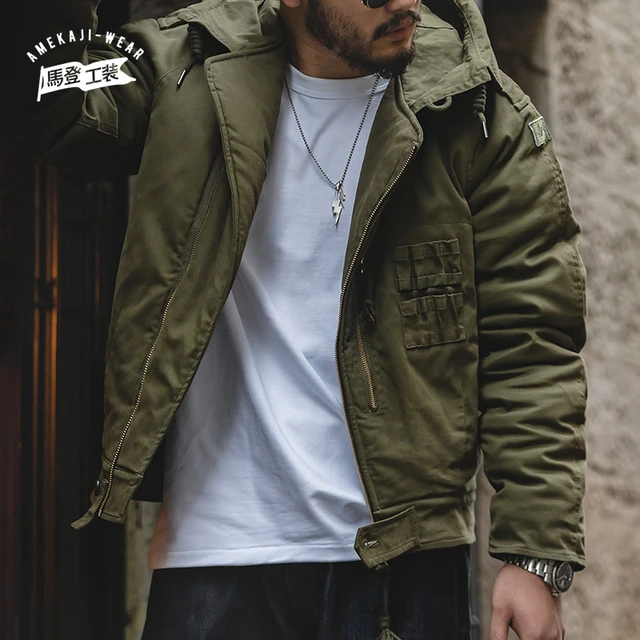 Maden-chaquetas con capucha para hombre, abrigo Bomber de militar militar, chaqueta de monociclo Punk Vintage, con cuello - AliExpress