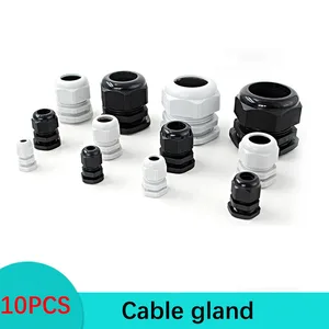 Ввод кабеля водонепроницаемый, 10 шт., ввод кабеля IP68 PG7 для 3-6,5 мм PG9 PG11 PG13.5 PG16 PG19/21/белый, черный, нейлоновый пластиковый разъем