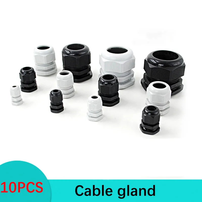 10 Pcs PG9 Black Waterproof Cable Gland Connectors LW 