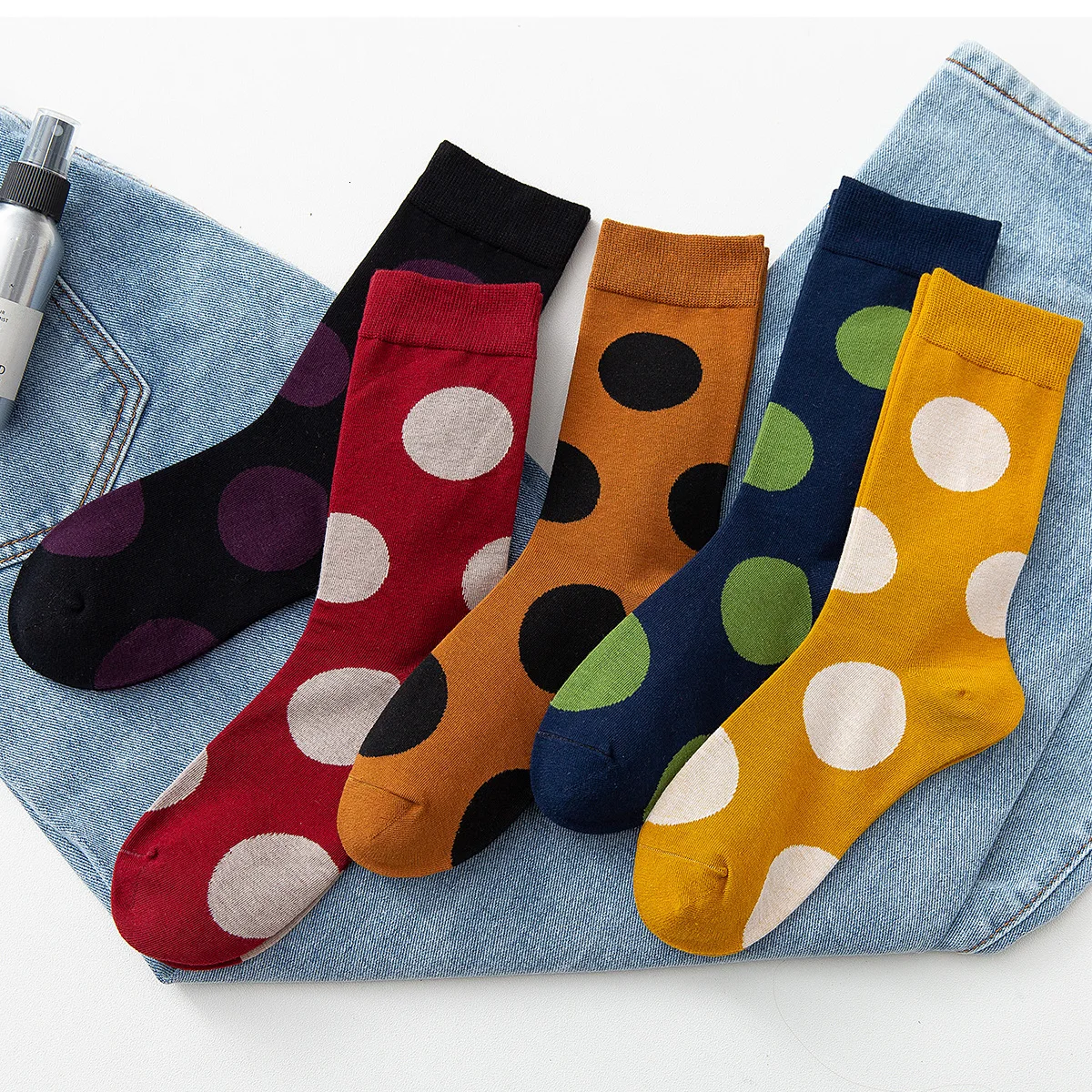 Оригинальные носочки для ночного ветра с цветными кругами, трендовые хлопковые носки