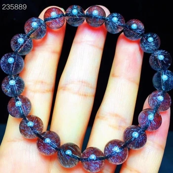 

9.2mm Natural Black Super Seven 7 Firework Rutilated Flower Bracelet Clear Round Beads Women Men Stretch Certificate AAAAAA
