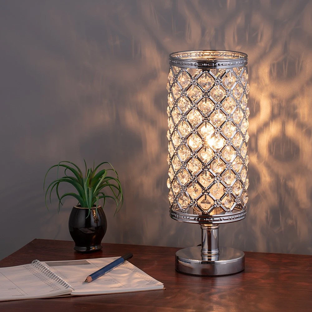 Настольная лампа для спальни, ночник для студентов, прикроватная книга, для чтения, модная цилиндрической формы, переключатель, кристалл, украшение для дома, тумбочка для офиса