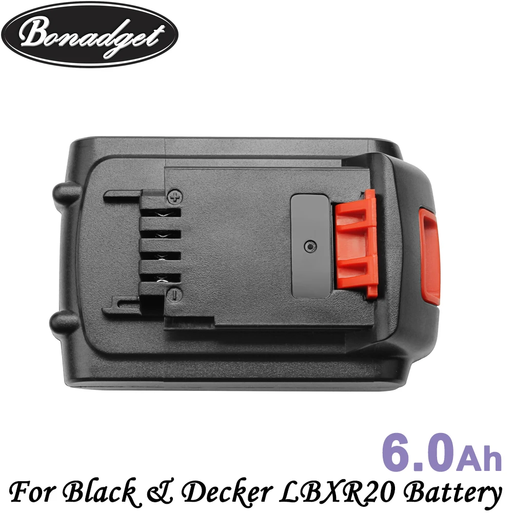 Bonadget Li-ion 20v 6000Mah Rechargeable Battery Power Tools Replacement  Battery For BLACK & DECKER LB20 LBX20 LBXR20 Battery