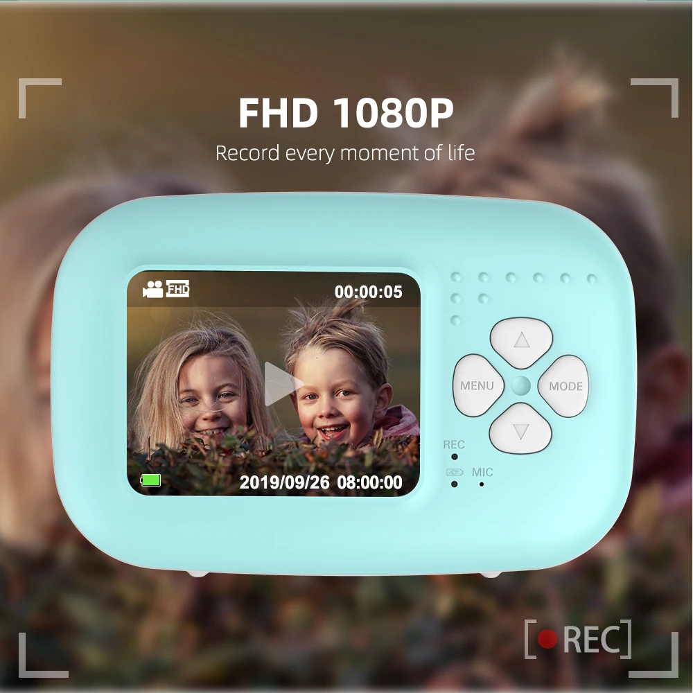 Smart FHD 1080P мгновенная SnapPrint Детская цифровая av-камера с 20 м фото пиксели мультфильм фоторамка ЖК-дисплей ноль чернил печать