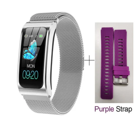 silver and purple AK12 женские Смарт-часы 1,1" IP68 Водонепроницаемые часы с секундомером и будильником, фитнес-трекер, плавательные часы PK X3 S2 Android IOS - Цвет: silver and purple