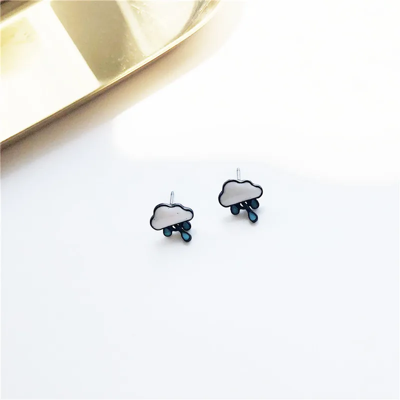 Модные популярные маленькие чистые и свежие облака дождь милые маленькие серьги темперамент простые серьги-гвоздики