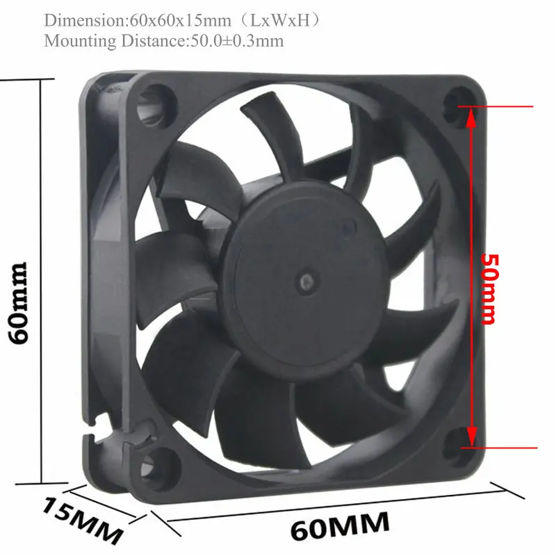 50 штук в партии Gdstime DC 12V 3Pin 6015s 6 см 60 мм 60x60x15 Бесщеточный вентилятор