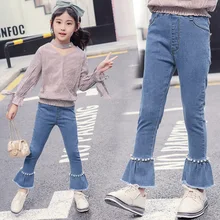 Ковбойские брюки для девочек; коллекция года; сезон осень; стиль; джинсы с жемчужинами для крупных мальчиков; длинные брюки; сезон весна-осень