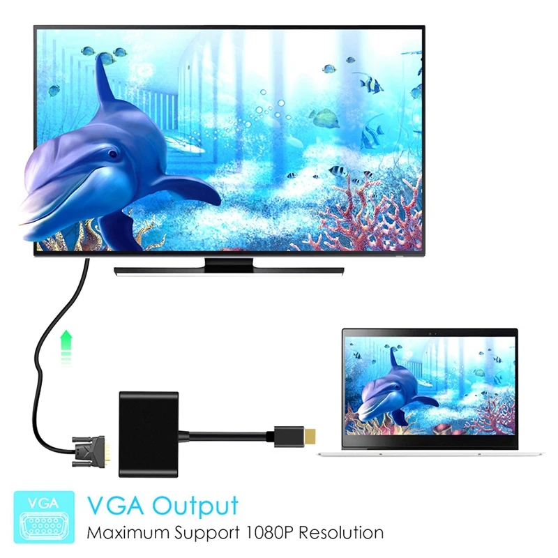 2 в 1 HDMI к VGA адаптер конвертер разделитель и одновременно (20 см)|Адаптеры Type-C| |