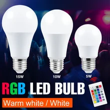 

220V LED RGB Light E27 Bulb LED Smart Control Lamp 5W 10W 15W Spotlight LED Lampara Migic Bulb Colorful Light For Home Lighting