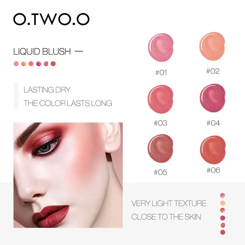 O.TWO.O Makeup Facial Liquid Blusher Sleek Silky Paleta De Blush Long Lasting Natural Cheek Blush Face Contour Make Up