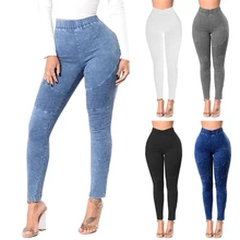 HEFLASHOR, женские обтягивающие джинсы, повседневные, эластичные, с высокой талией, узкие брюки, для фитнеса, пуш-ап, леггинсы, Стрейчевые джинсы, потертые джинсовые штаны