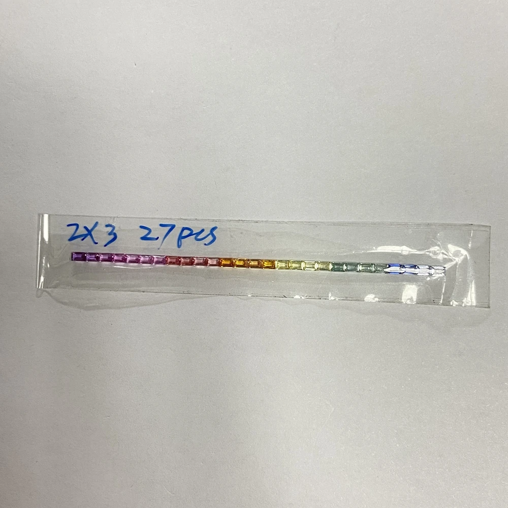 Meisidian 5A Quality 2x3mm Lab Gems Baguette Rainbow Sapphire Gemstnoe Fro Ring Making