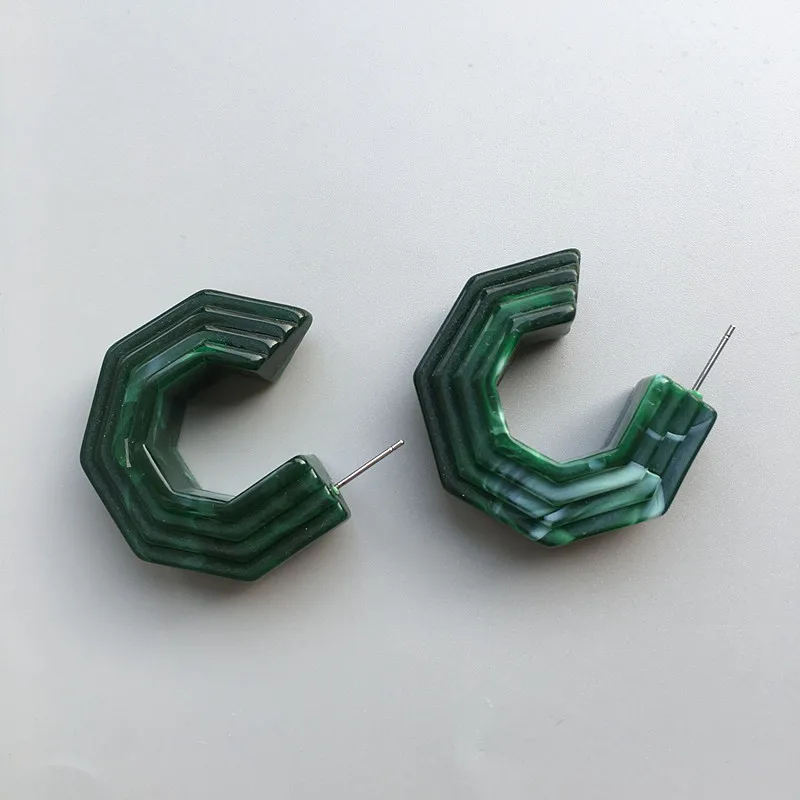 IGU top sale good quality 15 Colors Acrylic resin Multi-layered hoop Earrings for Women highly recommend wholesale - Окраска металла: O